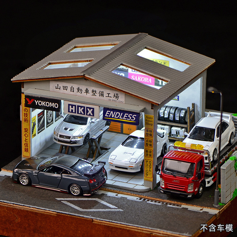 Model Kit Diorama - 1:64 스케일 DIY 자동차 정비소 디오라마