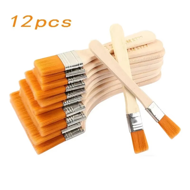 Model Kit Acrylic Paint - 12개/세트 메모리 나일론 페인트 브러쉬 세트,