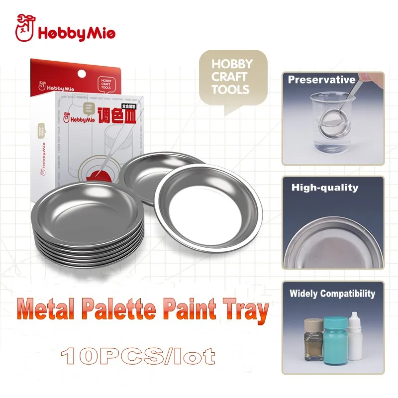 Plastic Model Paint - HOBBY MIO 10pcs 금속 페인트 팔레트