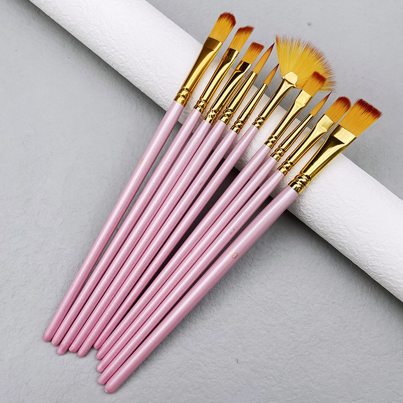 10 개/대 나일론 머리 나무 손잡이 수채화 페인트 브 - Model Kit Acrylic Paint 리뷰 및 가격