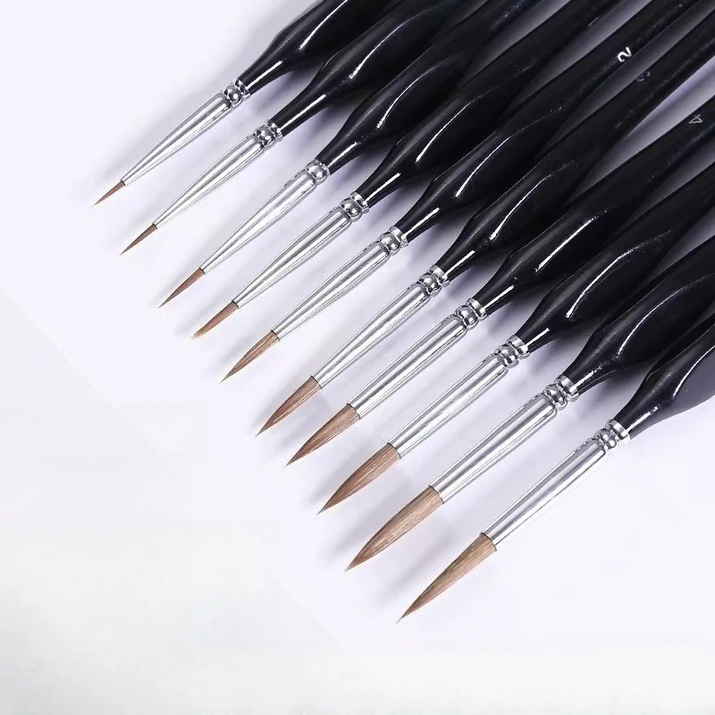 11PCS 블랙 세이블 헤어 파인 페인트 브러쉬 세트  - Model Kit Acrylic Paint 리뷰 및 가격