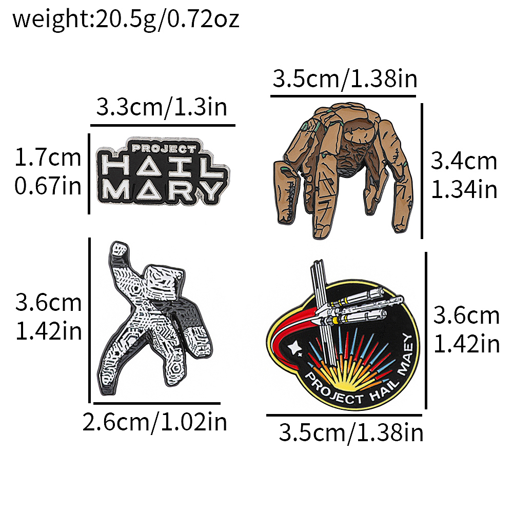 4피스 SF 에나멜 핀 세트 프로젝트 하일 메리에서 영 - Model Kit Accessories 리뷰 및 가격