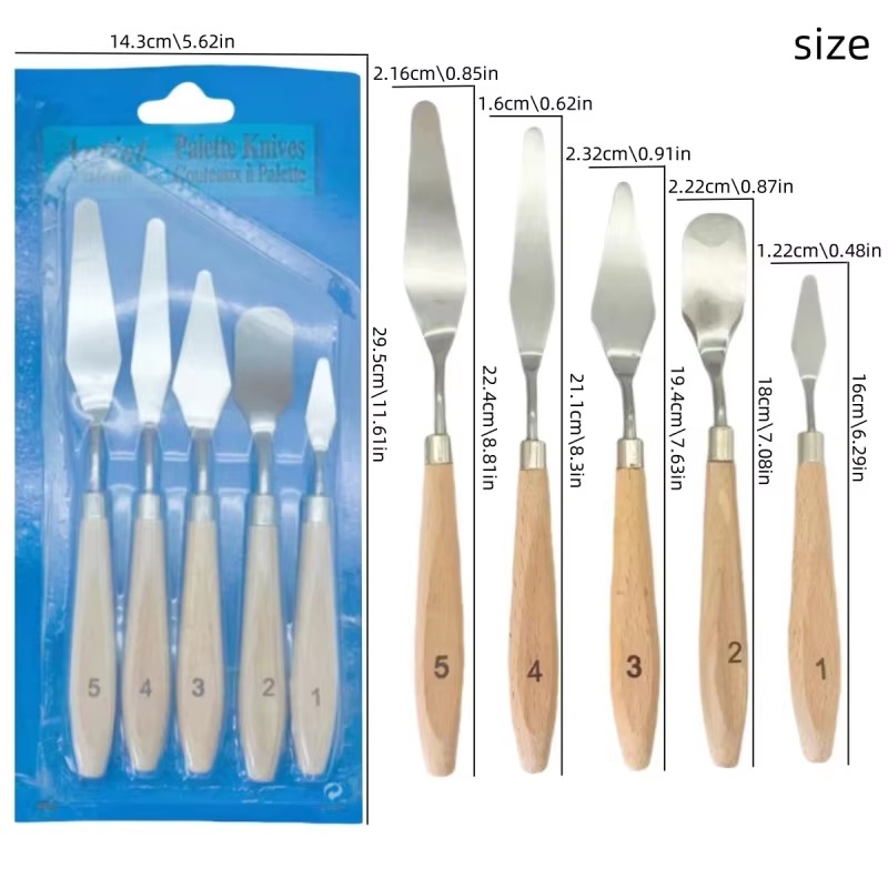 5개입 나무 손잡이 페인팅 팔레트 나이프 세트 스테인리 - Model Kit Acrylic Paint 리뷰 및 가격
