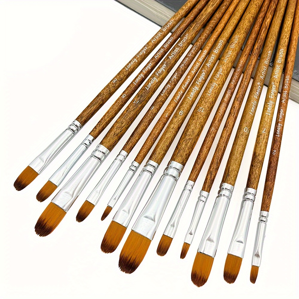 12개 전문 아티스트 헤이즐넛 페인트 브러시 세트 -  - Model Kit Acrylic Paint 리뷰 및 가격